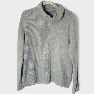 Rachel Zoe Wool Blend Cowl Neck Grey Ribbed Knit Pullover Sweater Size Medium